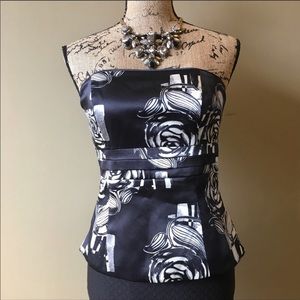 WHBM silk floral strapless bustier